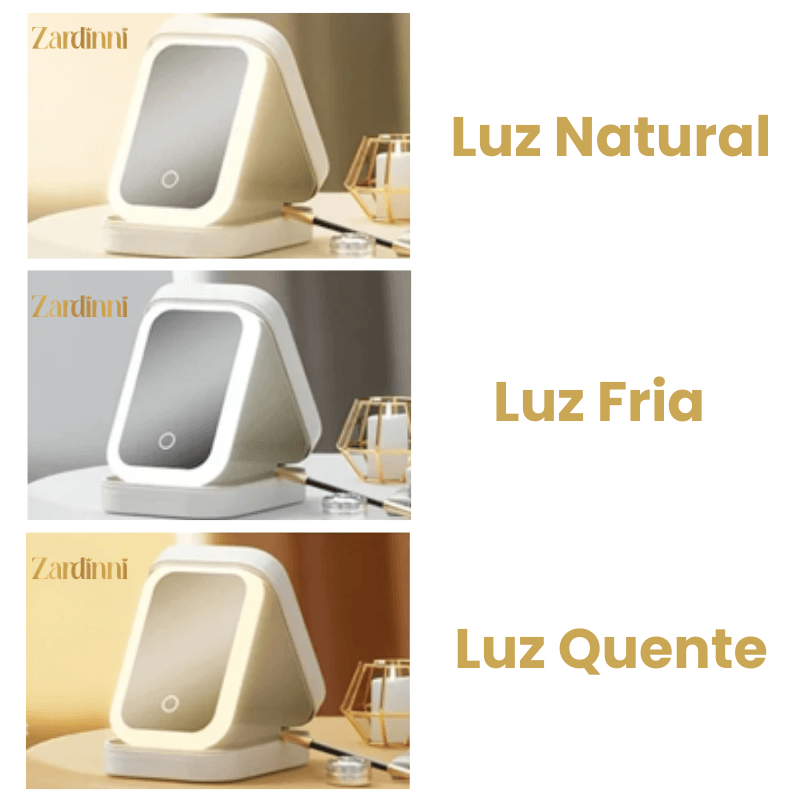 Estojo de Maquiagem Portátil com Espelho LED - (POUCAS UNIDADES)
