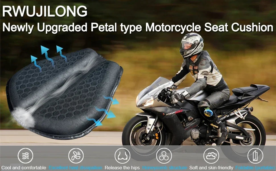 Motorcycle Seat Cushion 3D Honeycomb Anti-slip Motorcycle Gel Seat Cushion Moto
